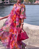 Marina - multicolored printed dress in floral pattern