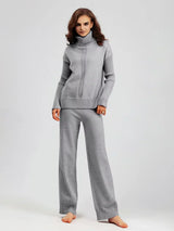 Scarlett | Chic High-Neck Knit Sweater & Loose Trousers Set