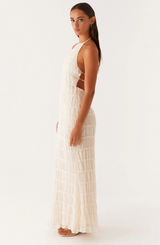 Caroline | Textured Halter Neck Maxi Dress