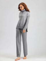 Scarlett | Chic High-Neck Knit Sweater & Loose Trousers Set