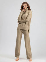 Scarlett | Chic High-Neck Knit Sweater & Loose Trousers Set