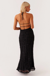 Caroline | Textured Halter Neck Maxi Dress