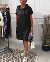 Astrid - Short-Sleeved Casual Dress with Hood