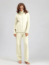 Scarlett | Chic High-Neck Knit Sweater & Loose Trousers Set