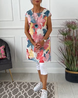 Paula - Long Top with Floral Pattern