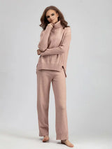 Scarlett | Chic High-Neck Knit Sweater & Loose Trousers Set