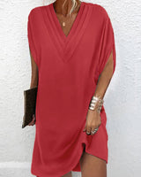 Tina - Elegant Solid Color Dress with Slit Sleeves