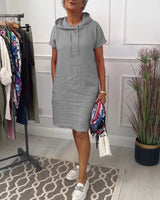 Astrid - Short-Sleeved Casual Dress with Hood