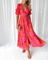 Derana™ - Red-Pink Maxi Dress