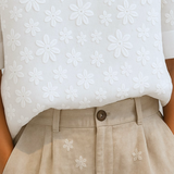 Irene™ | Elegant Linen Floral Blouse