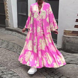 Heike - Loose-Fitting Patchwork Dress with V-Neck