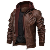 Jonas™ Hybrid – Warm Leather Jacket with Hood and Pockets