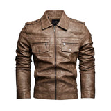 Frederik™ Raw – Brown Leather Jacket with Vintage Structure and Broad Shoulders