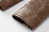 Frederik™ Raw – Brown Leather Jacket with Vintage Structure and Broad Shoulders