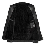 Loke™ Noir – Elegant Leather Coat with High Collar and Clean Lines