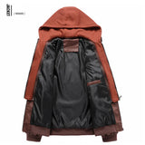 Jonas™ Hybrid – Warm Leather Jacket with Hood and Pockets