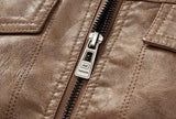 Frederik™ Raw – Brown Leather Jacket with Vintage Structure and Broad Shoulders