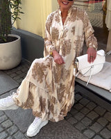 Heike - Loose-Fitting Patchwork Dress with V-Neck