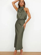 Laura | Stand Collar Halter Dress Without Sleeves