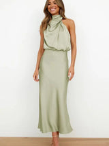 Laura | Stand Collar Halter Dress Without Sleeves