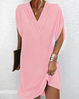 Tina - Elegant Solid Color Dress with Slit Sleeves