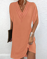 Tina - Elegant Solid Color Dress with Slit Sleeves