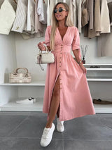 Clarina | Dress with Deep V-Neck and Slit