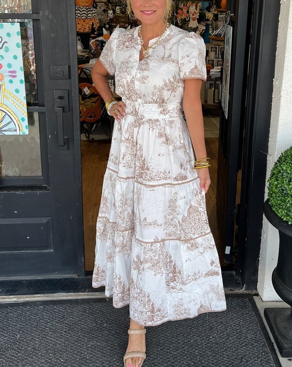 Viviane - Maxi Dress with Classic Print