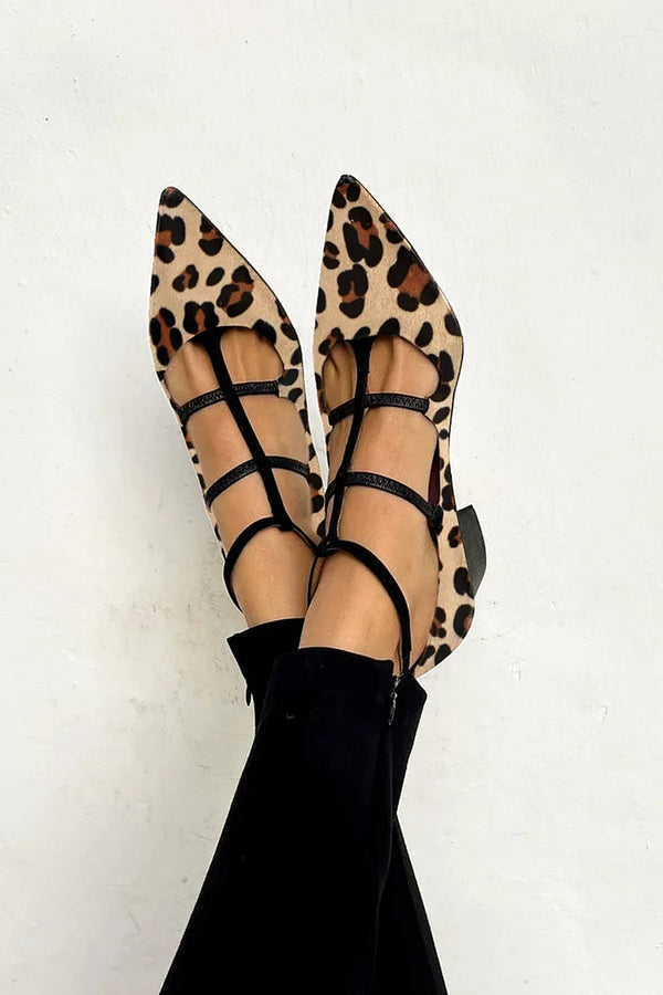 LEOPARD STRAP BALLET HEELS