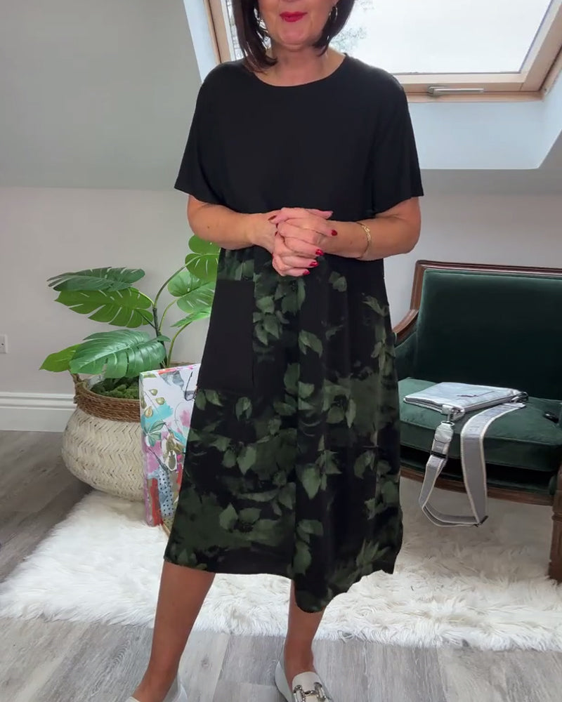 Verena - Casual Patchwork Dress with Floral Print