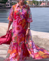 Marina - multicolored printed dress in floral pattern