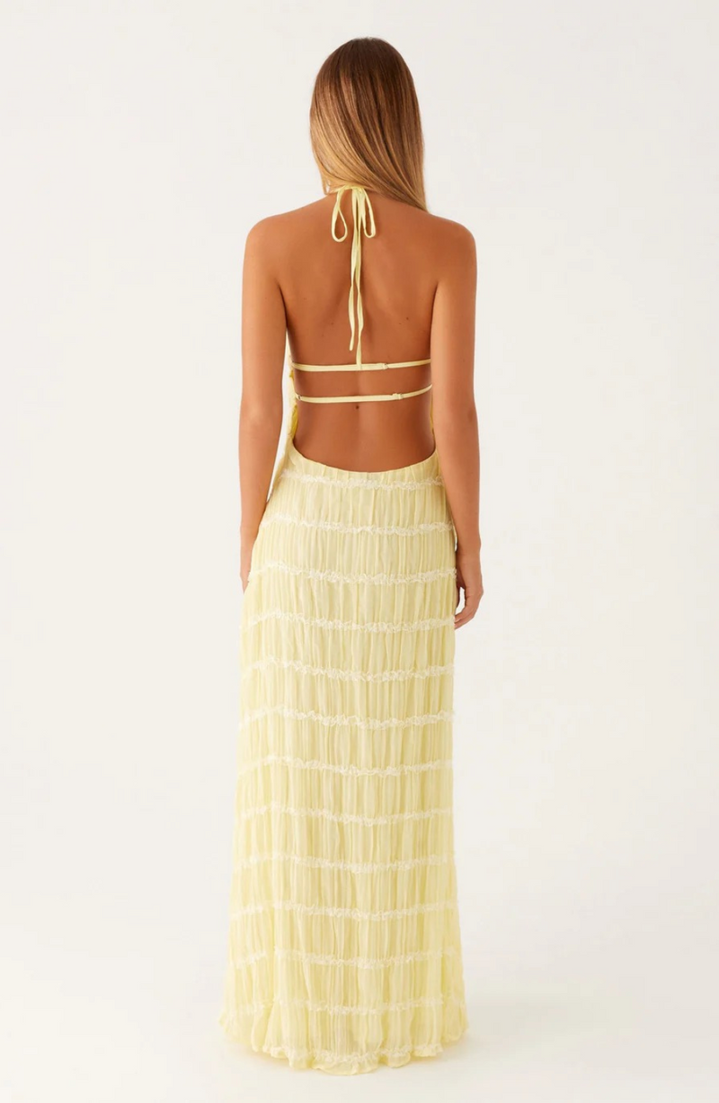 Caroline | Textured Halter Neck Maxi Dress