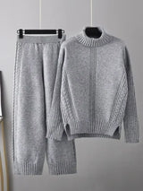 Scarlett | Chic High-Neck Knit Sweater & Loose Trousers Set