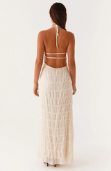 Caroline | Textured Halter Neck Maxi Dress