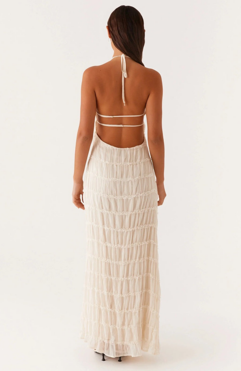 Caroline | Textured Halter Neck Maxi Dress