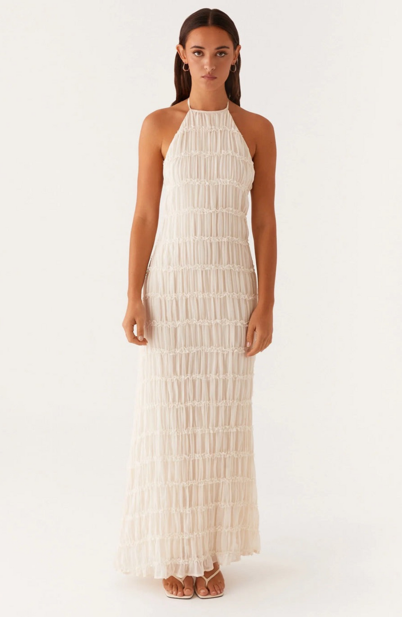Caroline | Textured Halter Neck Maxi Dress