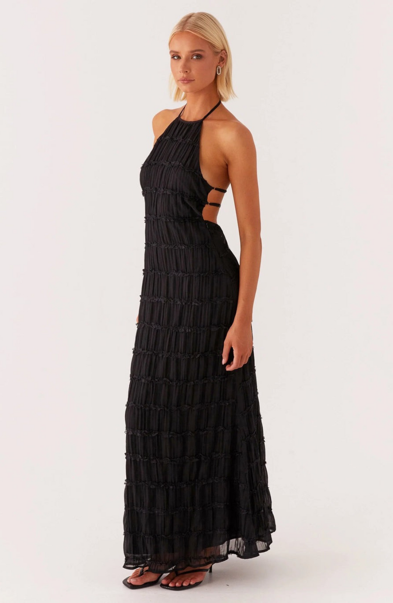 Caroline | Textured Halter Neck Maxi Dress