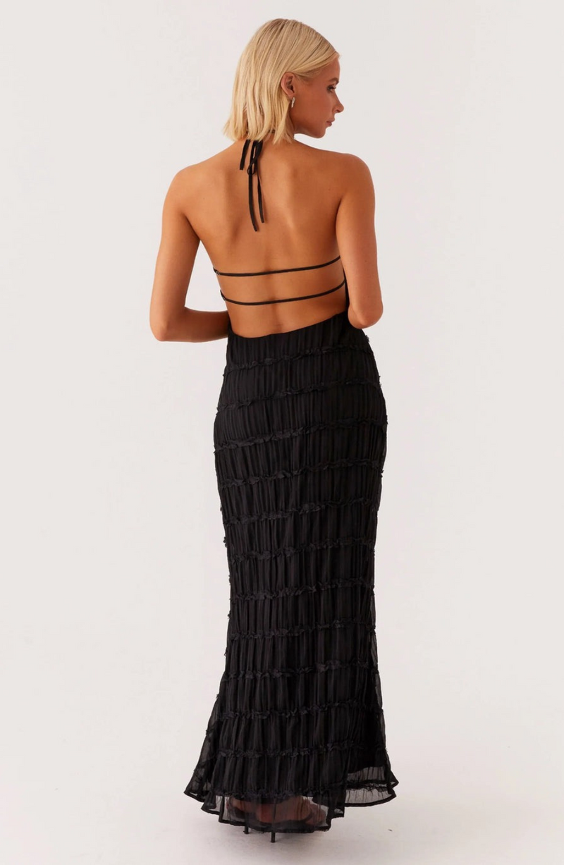 Caroline | Textured Halter Neck Maxi Dress