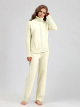Scarlett | Chic High-Neck Knit Sweater & Loose Trousers Set