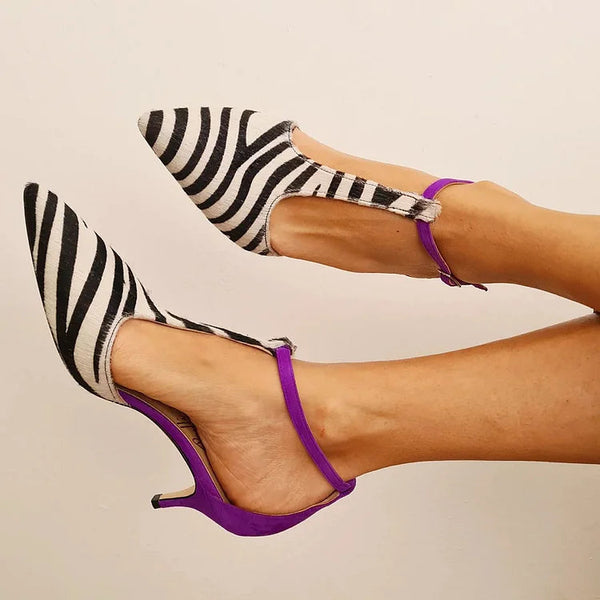 ZEBRA PRINT PURPLE SLINGBACKS
