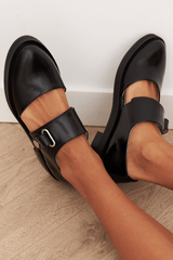 Angela | Black Buckle Loafers