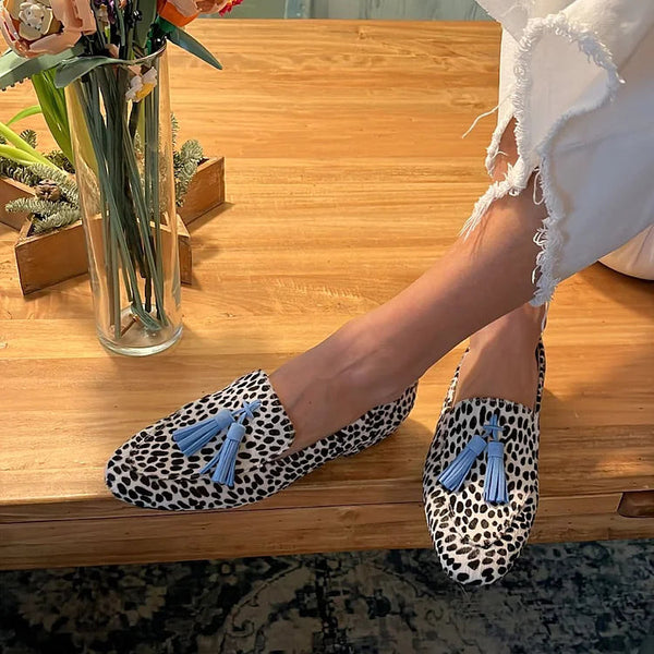 Bianca | Spotted Loafers With Blue Tassel