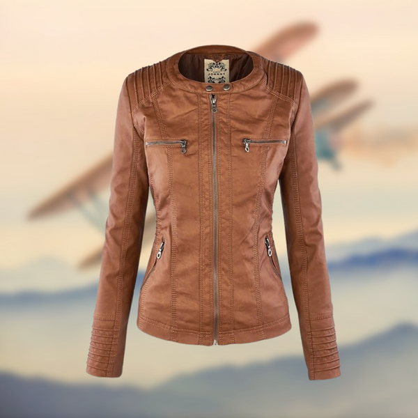 Sofia™ | Stylish Faux Leather Jacket with Zipper