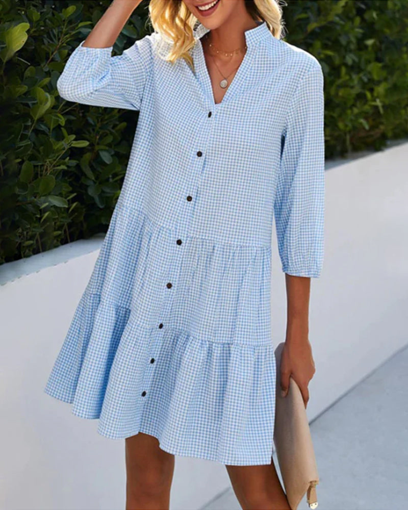 Emilia | Checkered Midi Shirt Dress