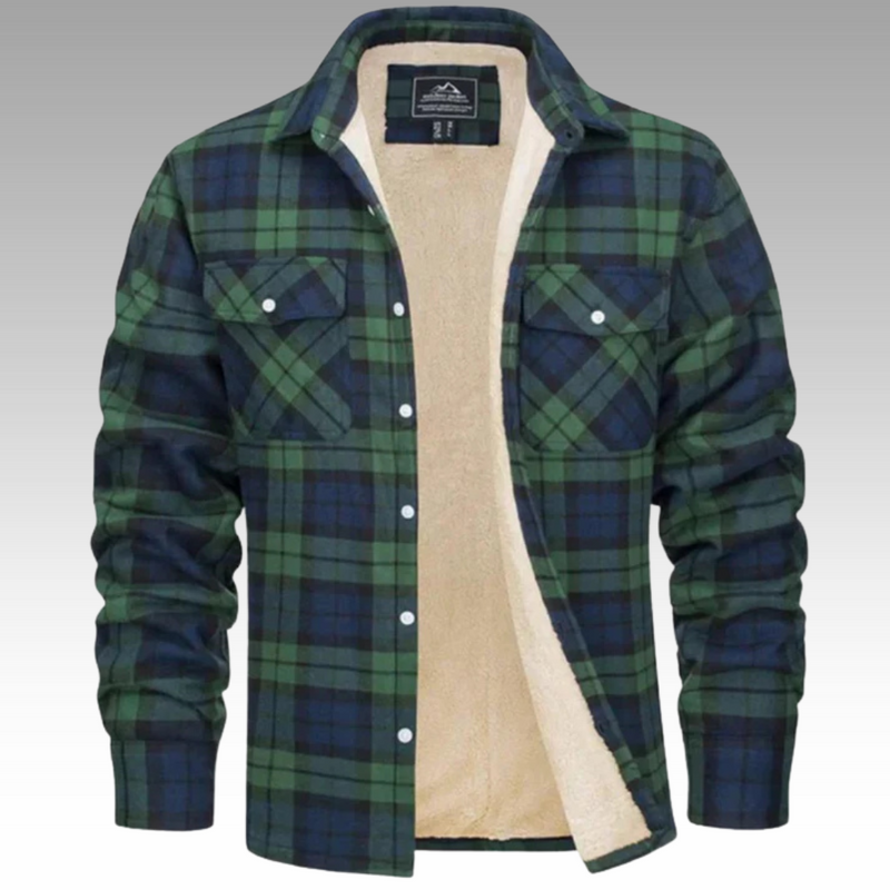 Truffel™ - Checked Trucker Jacket with Fleece Lining