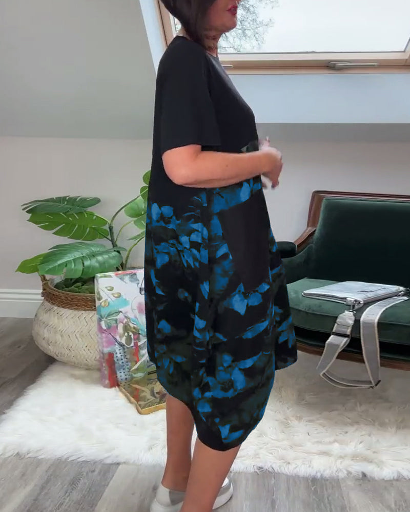 Verena - Casual Patchwork Dress with Floral Print