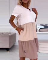 Alva | Color Block Casual Dress with Short Sleeves