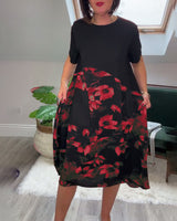 Verena - Casual Patchwork Dress with Floral Print