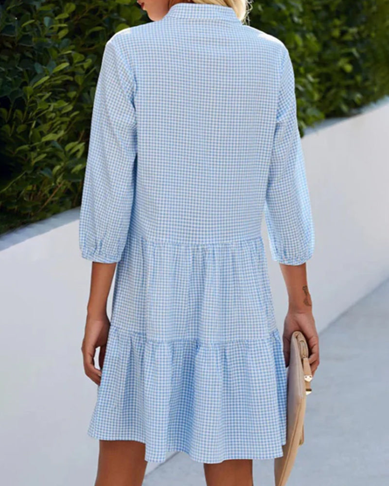 Emilia | Checkered Midi Shirt Dress
