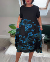 Verena - Casual Patchwork Dress with Floral Print